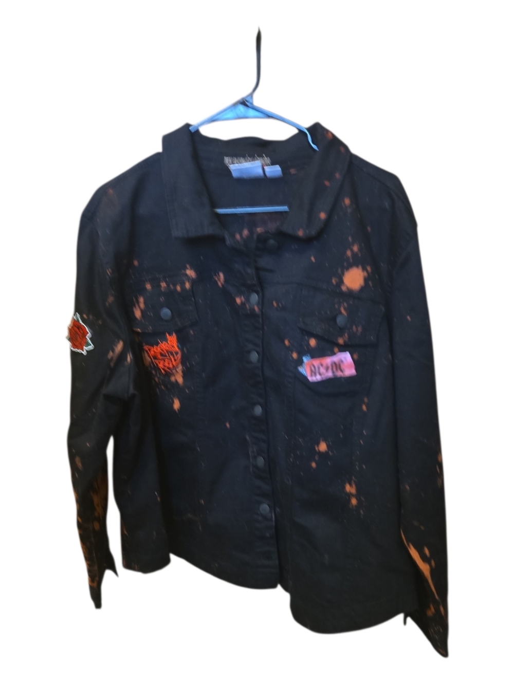 Custom AC/DC Highway to Hell Denim Jacket | Bleach Distressed Upcycled